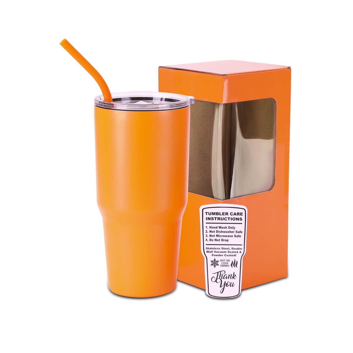 Orange 30 oz vacuum-insulated Classic Tumbler ready for personalization.