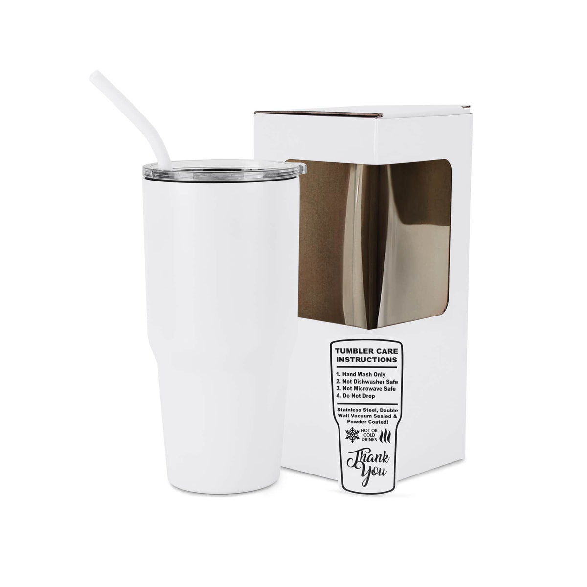 White 30 oz vacuum-insulated Classic Tumbler ready for personalization.