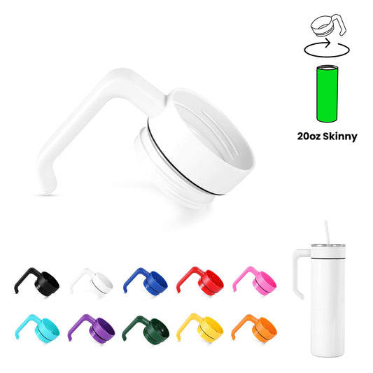 Removable tumbler handle for Fennec Creations 20 oz Slim tumbler, shown in 10 color options.