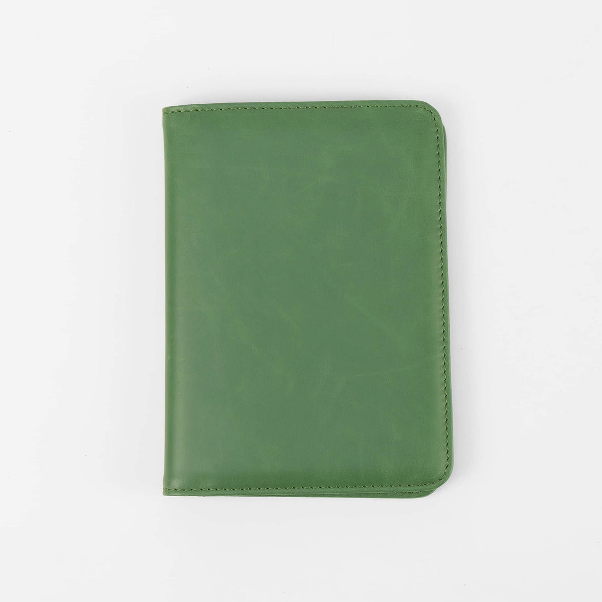 Sage Green leatherette RFID-blocking passport wallet ready for personalization.